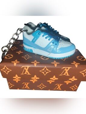 Blue Mini Sneaker Keychain Charm Streetwear Bag Accessory